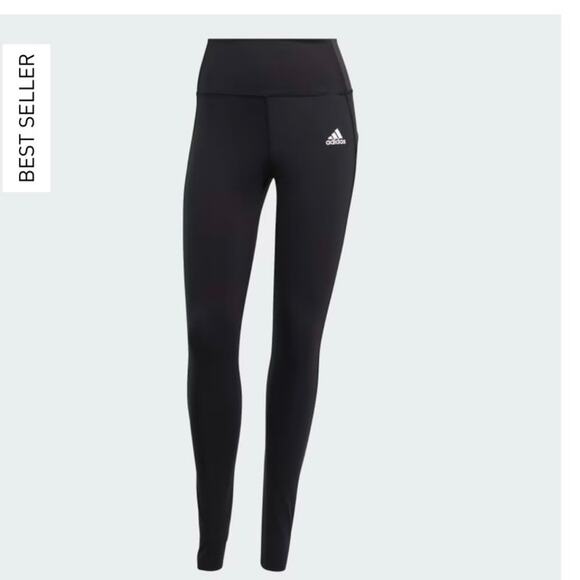 Adidas AEROREADY Black High Rise Leggings XS Recycled Stretch Logo Activewear - Picture 1 of 10
